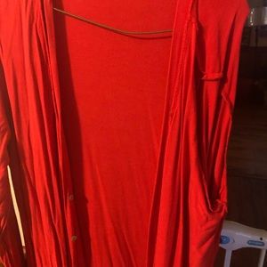 Red cardi by Agnes and Dora